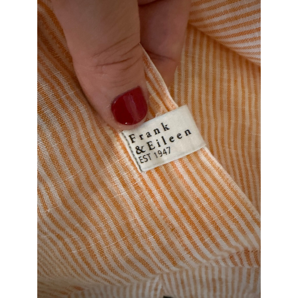 Frank & Eileen “Barry” Linen Button Down Shirt Small Orange Cream Stripe - Picture 6 of 7